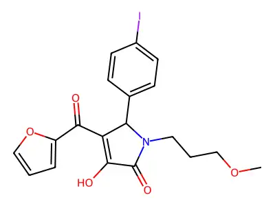 4-(furan-2-ylcarbonyl)-3-hydroxy-5-(4-iodophenyl)-1-(3-methoxypropyl)-1,5-dihydro-2H-pyrrol-2-one structure