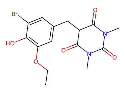 5-[(3-bromo-5-ethoxy-4-hydroxyphenyl)methyl]-1,3-dimethyl-1,3-diazinane-2,4,6-trione structure