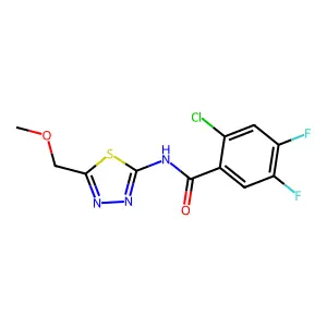 2-chloro-4,5-difluoro-N-[5-(methoxymethyl)-1,3,4-thiadiazol-2-yl]benzamide structure