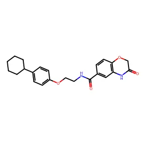 N-[2-(4-cyclohexylphenoxy)ethyl]-3-oxo-4H-1,4-benzoxazine-6-carboxamide structure