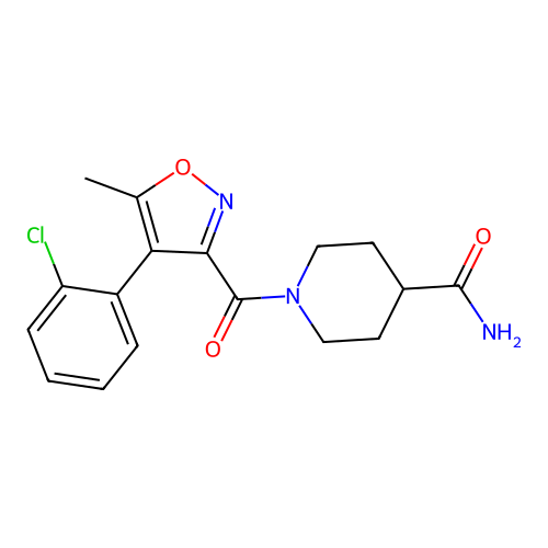 1-{[4-(2-chlorophenyl)-5-methyl-1,2-oxazol-3-yl]carbonyl}piperidine-4-carboxamide structure