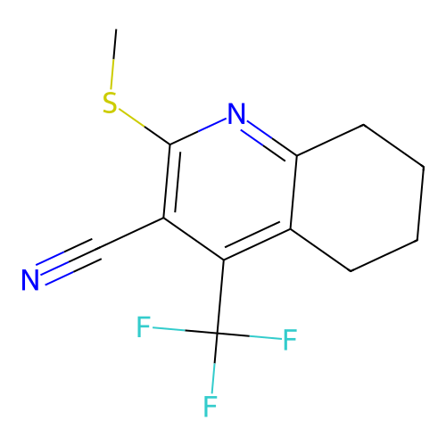 2-methylsulfanyl-4-(trifluoromethyl)-5,6,7,8-tetrahydroquinoline-3-carbonitrile structure