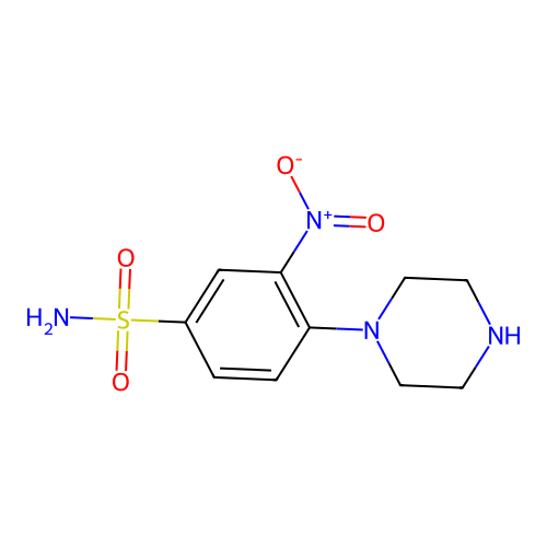 3-Nitro-4-piperazin-1-ylbenzenesulfonamide structure