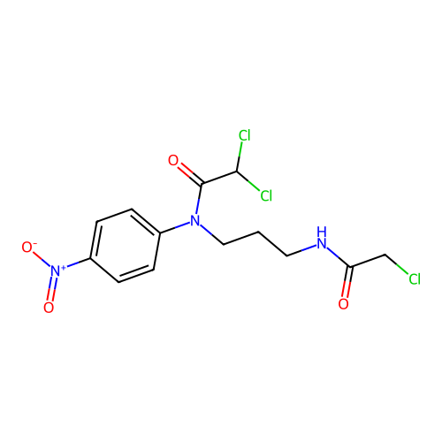 2,2-dichloro-N-[3-[(2-chloroacetyl)amino]propyl]-N-(4-nitrophenyl)acetamide structure