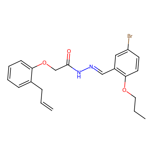 N-[(5-bromo-2-propoxy-phenyl)methylideneamino]-2-(2-prop-2-enylphenoxy)acetamide structure