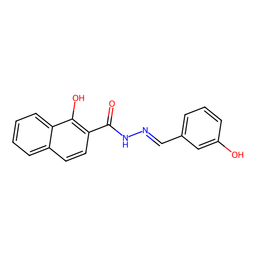1-hydroxy-N'-[(E)-(3-hydroxyphenyl)methylidene]naphthalene-2-carbohydrazide structure