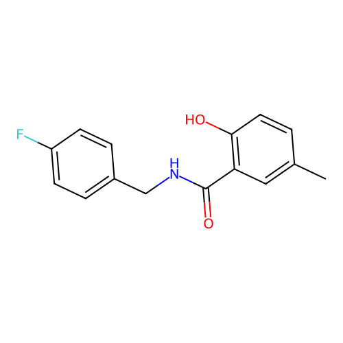 N-[(4-fluorophenyl)methyl]-2-hydroxy-5-methylbenzamide structure