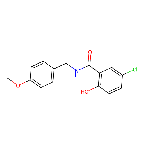 5-chloro-2-hydroxy-N-[(4-methoxyphenyl)methyl]benzamide structure