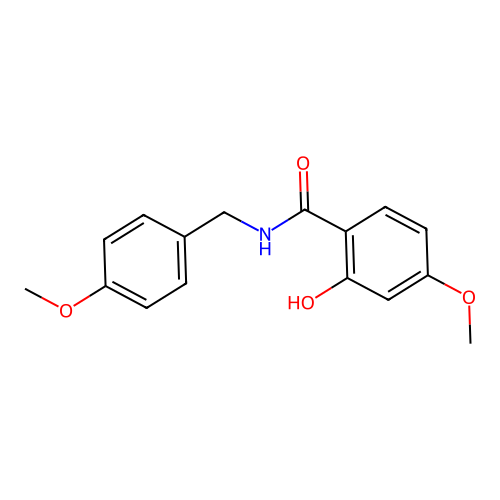 2-hydroxy-4-methoxy-N-[(4-methoxyphenyl)methyl]benzamide structure