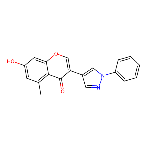 7-hydroxy-5-methyl-3-(1-phenyl-1H-pyrazol-4-yl)-4H-chromen-4-one structure