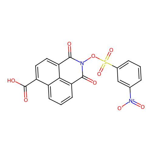 2-(3-nitrophenyl)sulfonyloxy-1,3-dioxobenzo[de]isoquinoline-6-carboxylic acid structure