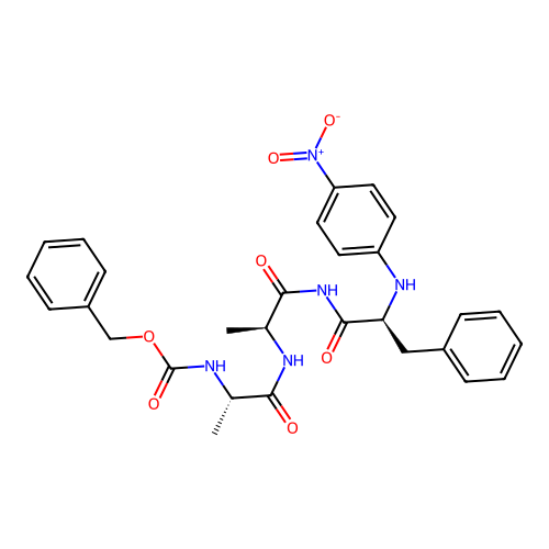 Benzyloxycarbonylalanyl-alanyl-phenylalanine-4-nitroanilide structure