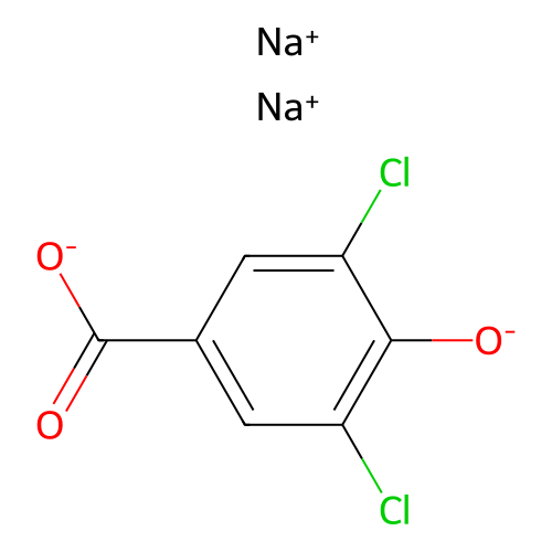 Benzoic acid, 3,5-dichloro-4-hydroxy-, disodium salt structure
