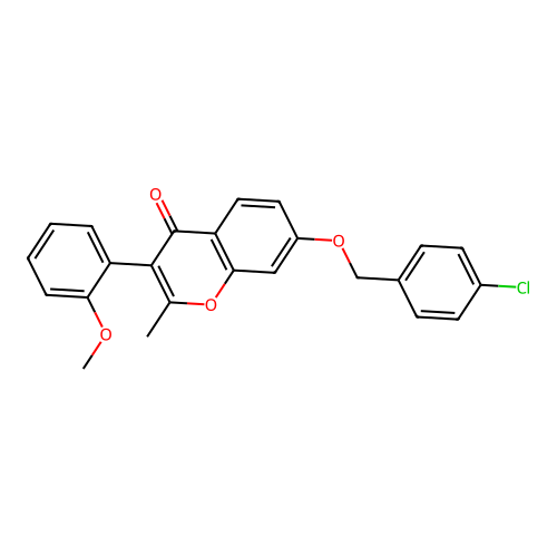 7-[(4-Chlorophenyl)methoxy]-3-(2-methoxyphenyl)-2-methylchromen-4-one structure