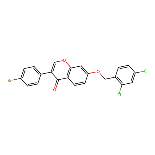 7-[(2,4-Dichlorophenyl)methoxy]-3-(4-bromophenyl)chromen-4-one structure
