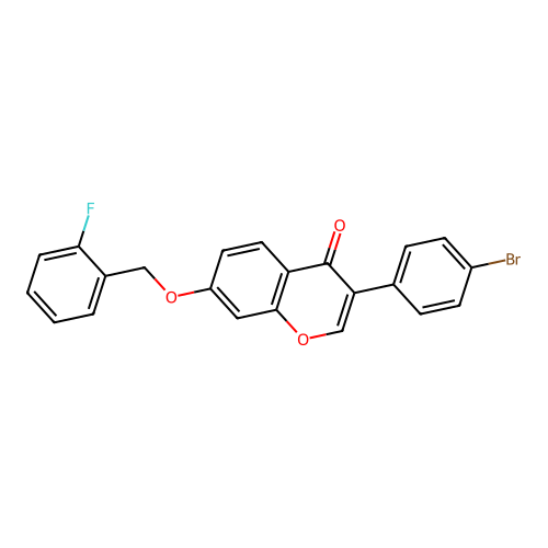 3-(4-Bromophenyl)-7-[(2-fluorophenyl)methoxy]chromen-4-one structure