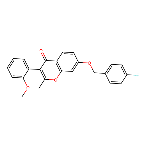 7-((4-fluorobenzyl)oxy)-3-(2-methoxyphenyl)-2-methyl-4H-chromen-4-one structure