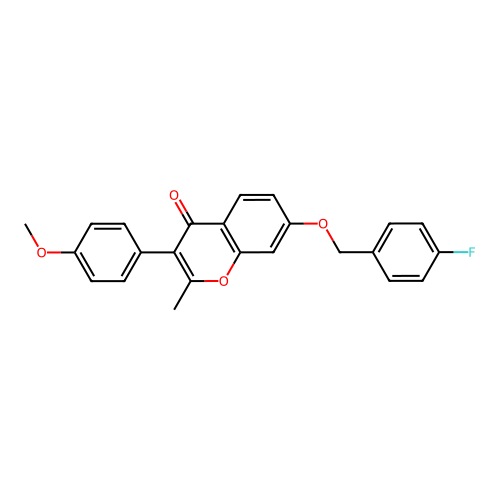7-[(4-Fluorophenyl)methoxy]-3-(4-methoxyphenyl)-2-methylchromen-4-one structure