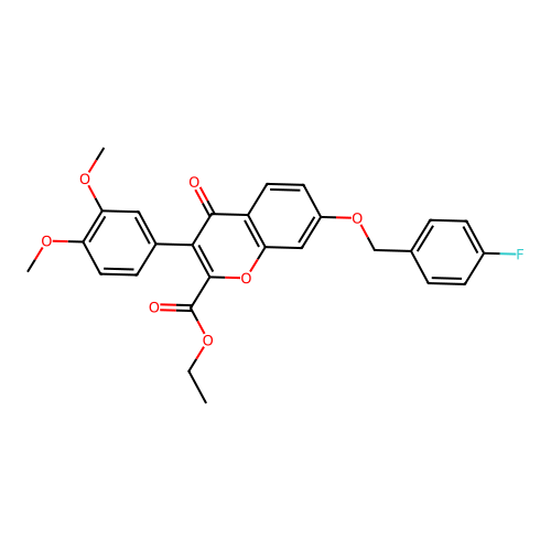ethyl 3-(3,4-dimethoxyphenyl)-7-((4-fluorobenzyl)oxy)-4-oxo-4H-chromene-2-carboxylate structure