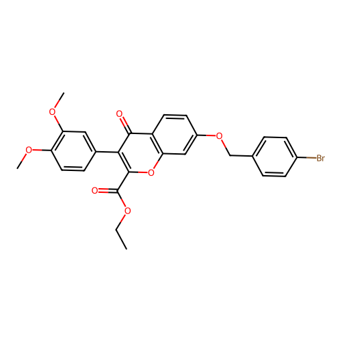 ethyl 3-(3,4-dimethoxyphenyl)-7-[(4-bromophenyl)methoxy]-4-oxochromene-2-carbo xylate structure