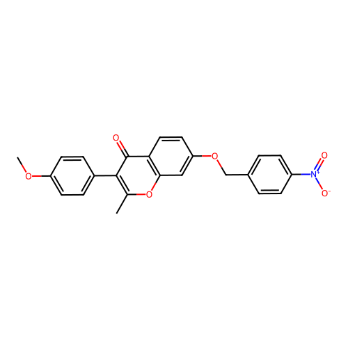 3-(4-Methoxyphenyl)-2-methyl-7-[(4-nitrophenyl)methoxy]chromen-4-one structure