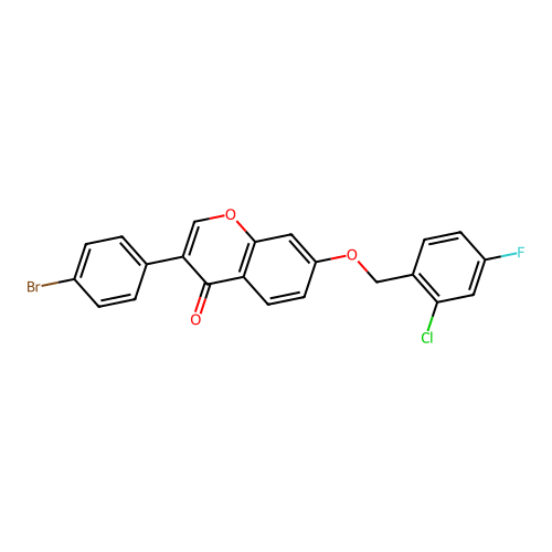 3-(4-Bromophenyl)-7-[(2-chloro-4-fluorophenyl)methoxy]chromen-4-one structure