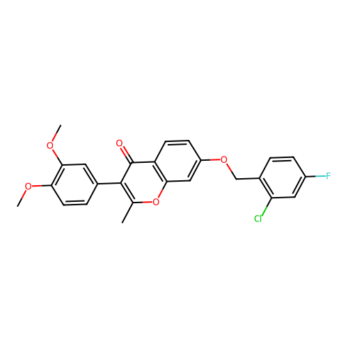 3-(3,4-dimethoxyphenyl)-7-[(2-chloro-4-fluorophenyl)methoxy]-2-methylchromen-4 -one structure