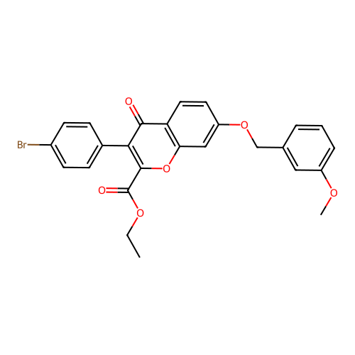 ethyl 3-(4-bromophenyl)-7-((3-methoxybenzyl)oxy)-4-oxo-4H-chromene-2-carboxylate structure