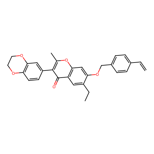 3-(2,3-dihydro-1,4-benzodioxin-6-yl)-7-[(4-ethenylbenzyl)oxy]-6-ethyl-2-methyl-4H-chromen-4-one structure