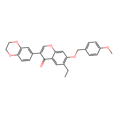 3-(2,3-dihydro-1,4-benzodioxin-6-yl)-6-ethyl-7-[(4-methoxybenzyl)oxy]-4H-chromen-4-one structure