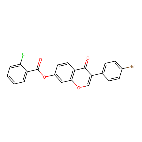 3-(4-bromophenyl)-4-oxo-4H-chromen-7-yl 2-chlorobenzoate structure