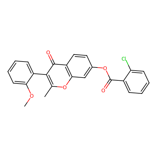 3-(2-methoxyphenyl)-2-methyl-4-oxo-4H-chromen-7-yl 2-chlorobenzoate structure