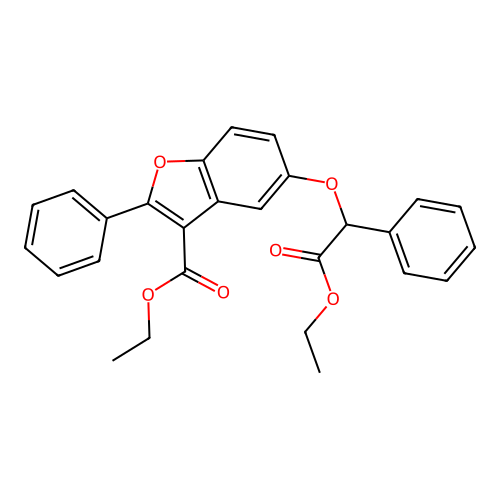 Ethyl 5-(2-ethoxy-2-oxo-1-phenylethoxy)-2-phenyl-1-benzofuran-3-carboxylate structure