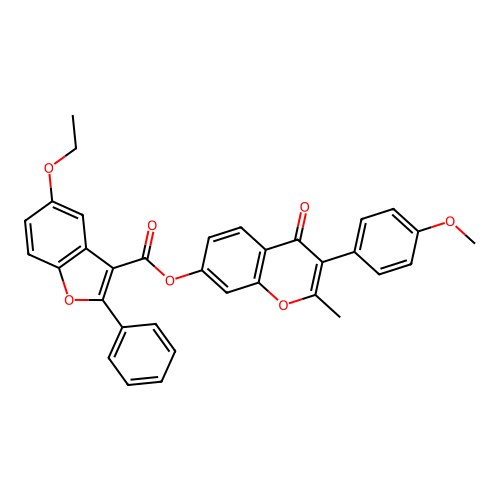 3-(4-methoxyphenyl)-2-methyl-4-oxo-4h-chromen-7-yl 5-ethoxy-2-phenylbenzofuran-3-carboxylate structure