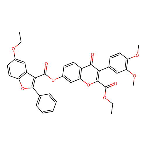 3-(3,4-dimethoxyphenyl)-2-(ethoxycarbonyl)-4-oxochromen-7-yl 5-ethoxy-2-phenyl benzo[b]furan-3-carboxylate structure