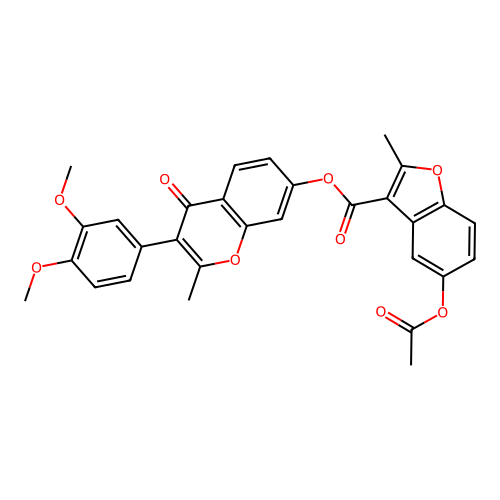 [3-(3,4-dimethoxyphenyl)-2-methyl-4-oxochromen-7-yl] 5-acetyloxy-2-methyl-1-benzofuran-3-carboxylate structure