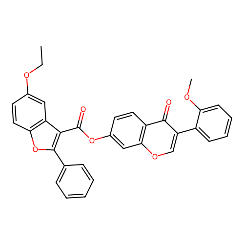 [3-(2-methoxyphenyl)-4-oxo-chromen-7-yl] 5-ethoxy-2-phenyl-benzofuran-3-carboxylate structure