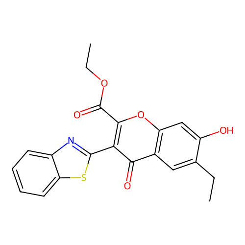 Ethyl 3-benzothiazol-2-yl-6-ethyl-7-hydroxy-4-oxochromene-2-carboxylate structure