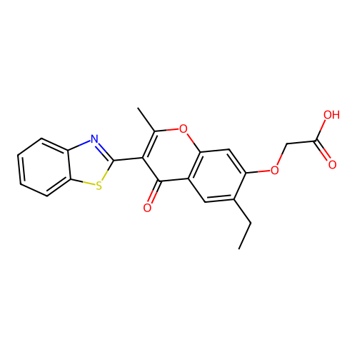 2-((3-(benzo[d]thiazol-2-yl)-6-ethyl-2-methyl-4-oxo-4H-chromen-7-yl)oxy)acetic acid structure
