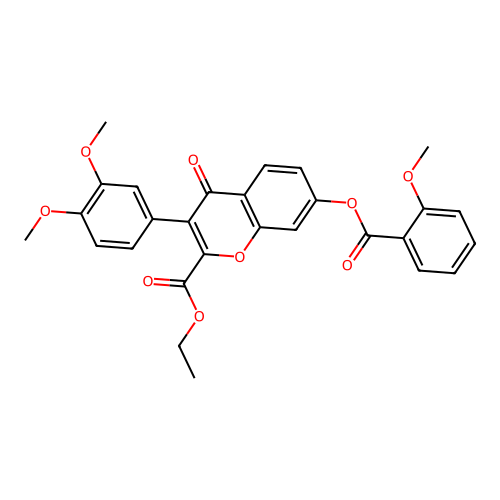 3-(3,4-Dimethoxyphenyl)-2-(ethoxycarbonyl)-4-oxochromen-7-yl 2-methoxybenzoate structure