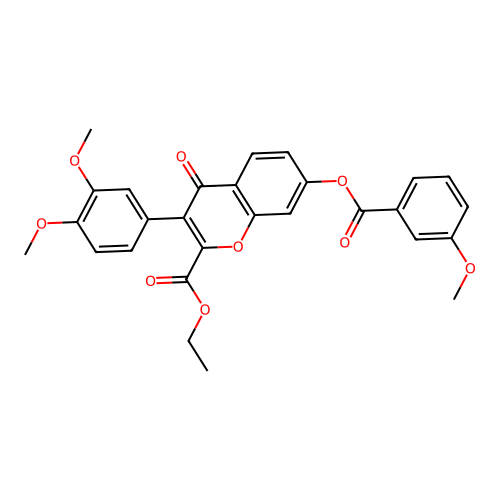 3-(3,4-Dimethoxyphenyl)-2-(ethoxycarbonyl)-4-oxochromen-7-yl 3-methoxybenzoate structure