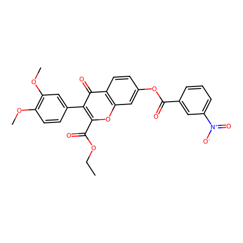 3-(3,4-Dimethoxyphenyl)-2-(ethoxycarbonyl)-4-oxochromen-7-yl 3-nitrobenzoate structure