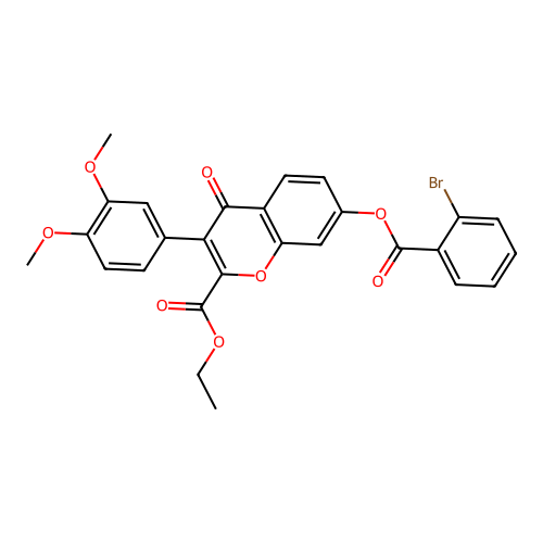 3-(3,4-Dimethoxyphenyl)-2-(ethoxycarbonyl)-4-oxochromen-7-yl 2-bromobenzoate structure