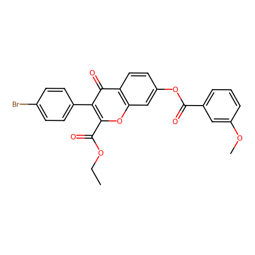 3-(4-Bromophenyl)-2-(ethoxycarbonyl)-4-oxochromen-7-yl 3-methoxybenzoate structure