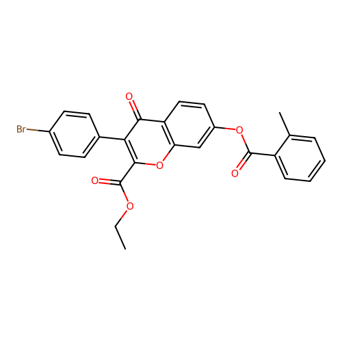 3-(4-Bromophenyl)-2-(ethoxycarbonyl)-4-oxochromen-7-yl 2-methylbenzoate structure