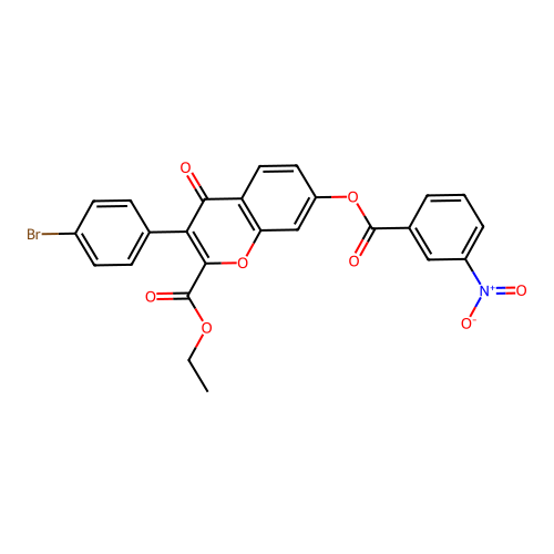 3-(4-Bromophenyl)-2-(ethoxycarbonyl)-4-oxochromen-7-yl 3-nitrobenzoate structure