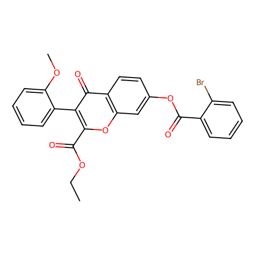 2-(Ethoxycarbonyl)-3-(2-methoxyphenyl)-4-oxochromen-7-yl 2-bromobenzoate structure