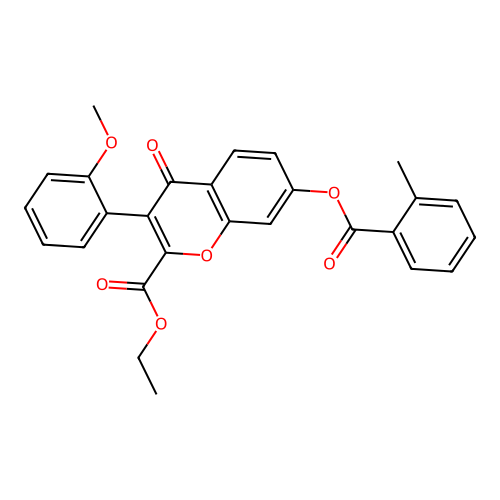 2-(Ethoxycarbonyl)-3-(2-methoxyphenyl)-4-oxochromen-7-yl 2-methylbenzoate structure