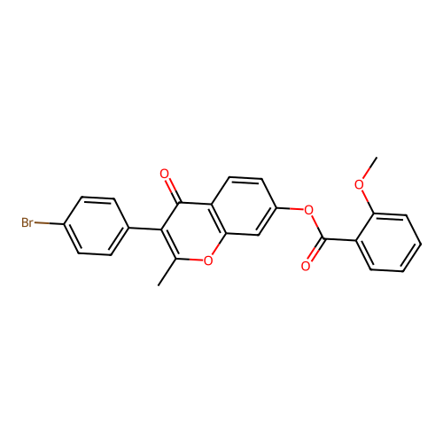 3-(4-bromophenyl)-2-methyl-4-oxo-4H-chromen-7-yl 2-methoxybenzoate structure