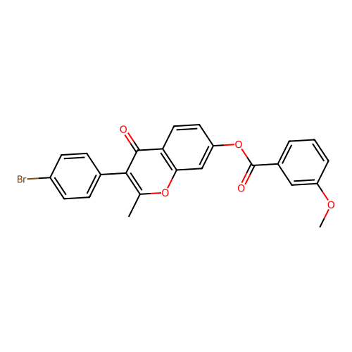 3-(4-bromophenyl)-2-methyl-4-oxo-4H-chromen-7-yl 3-methoxybenzoate structure